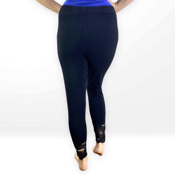 EXPRESS Black Skinny Lace Hem Mid Rise Legging - Picture 4 of 7